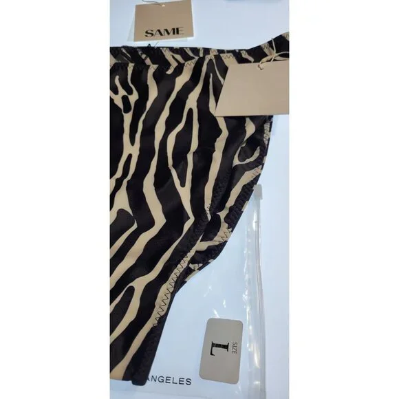 SAME Los Angeles Two-Piece Bikini Womens LargeZebra Print Bottom High Rise